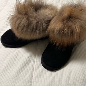 Fur trimmed short boots